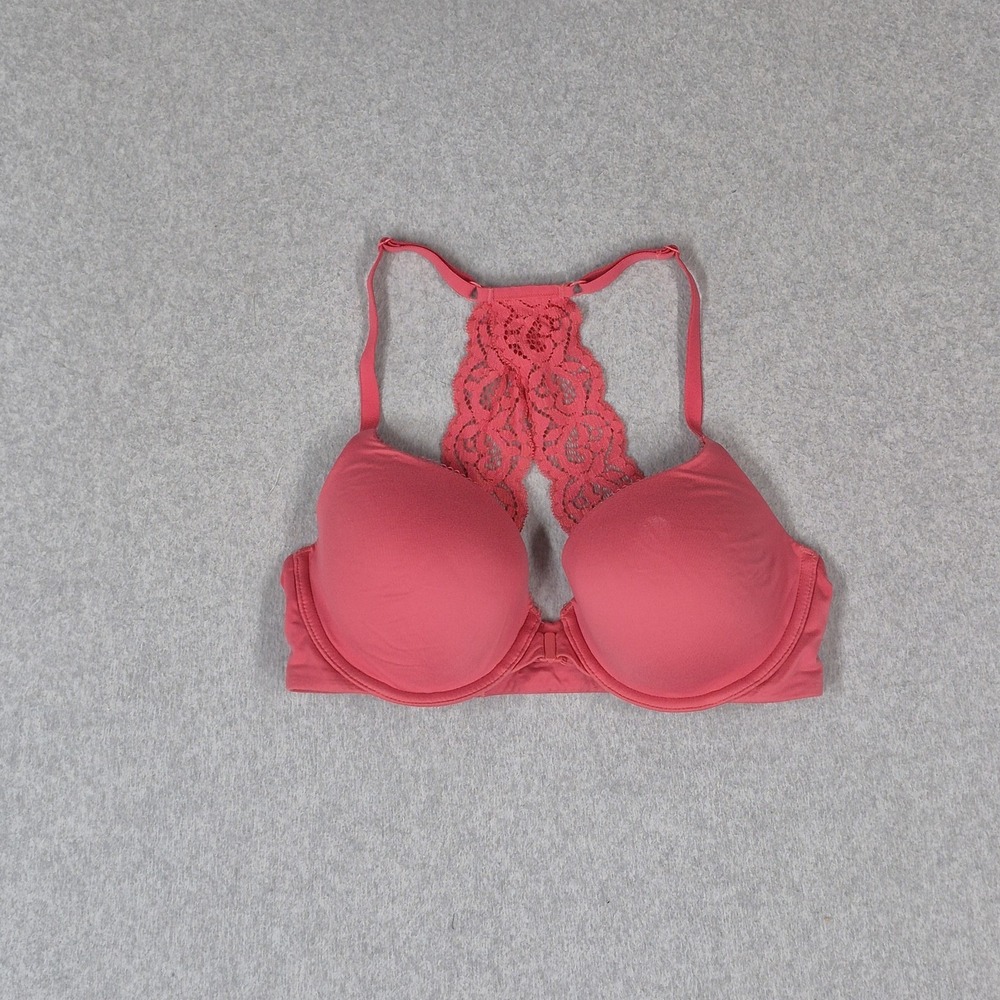 Victoria's Secret Women Bra 34D Pink Underwired Lace Front Closure